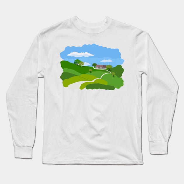 Landscape village Long Sleeve T-Shirt by mypointink